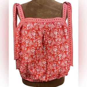 Max Studio Red and White Floral‎ Blouse